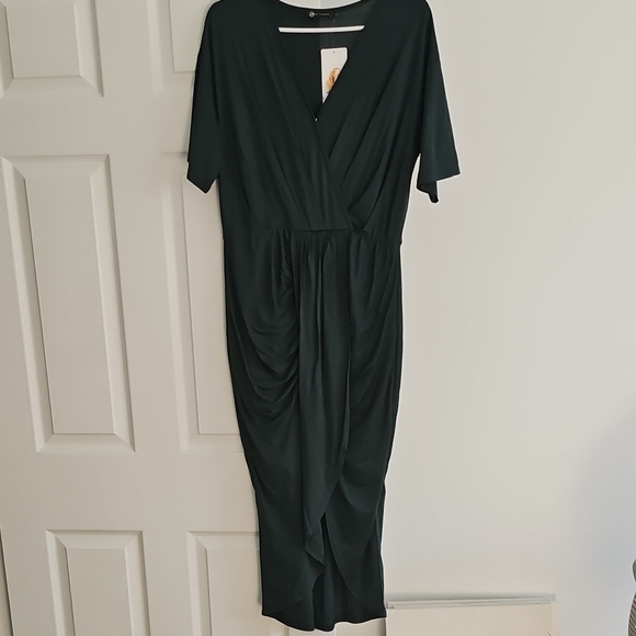 Dresses & Skirts - Women's Green Wrap-Style Midi Dress